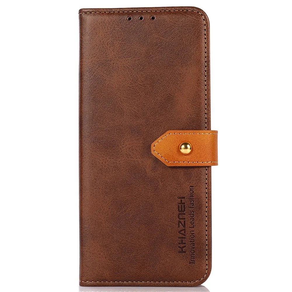 KHAZNEH For Google Pixel 8a Case Wallet Leather Cowhide Texture Phone Cover - Brown - 6