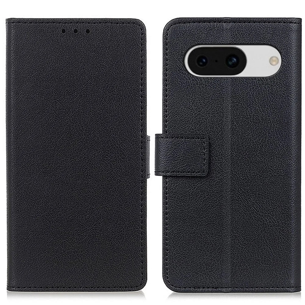 For Google Pixel 8a Case Shockproof Phone Cover PU Leather Wallet Stand Shell - Black - 1