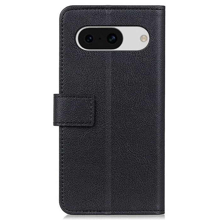 For Google Pixel 8a Case Shockproof Phone Cover PU Leather Wallet Stand Shell - Black - 7