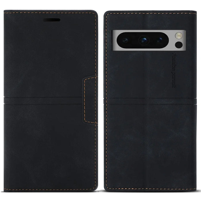 For Google Pixel 8 Pro Leather Case Magnetic Auto-absorbed Phone Cover - Black - 1