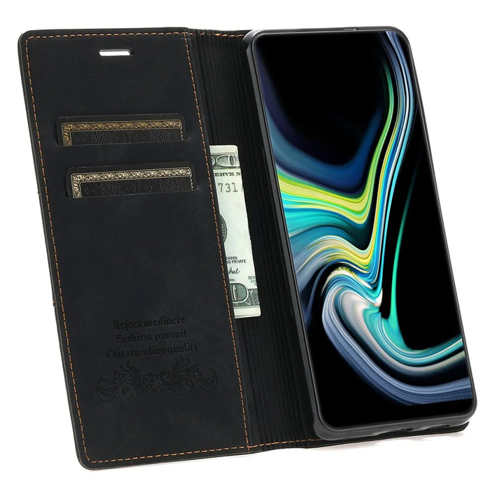 For Google Pixel 8 Pro Leather Case Magnetic Auto-absorbed Phone Cover - Black - 2