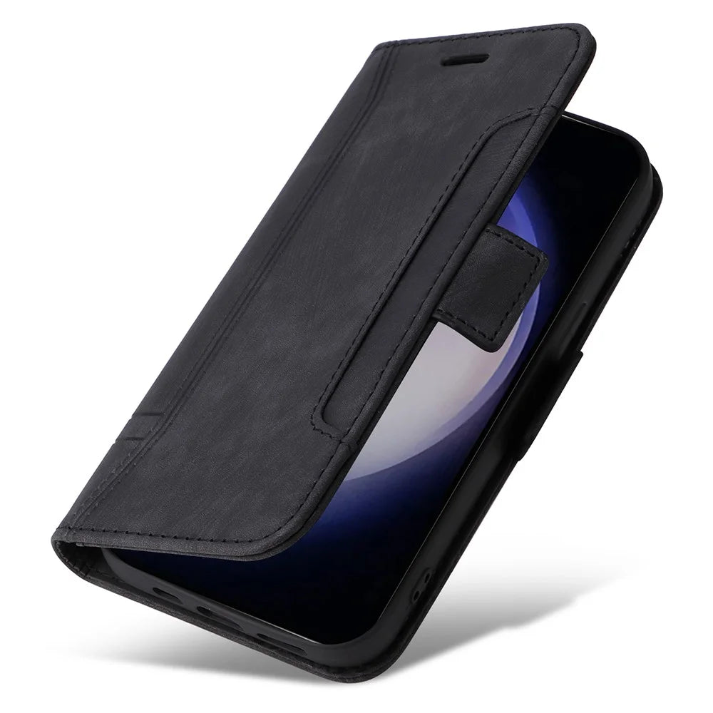 BETOPNICE 001 for Samsung Galaxy S24 Case Leather Wallet Flip Protective Phone Cover - Black - 5