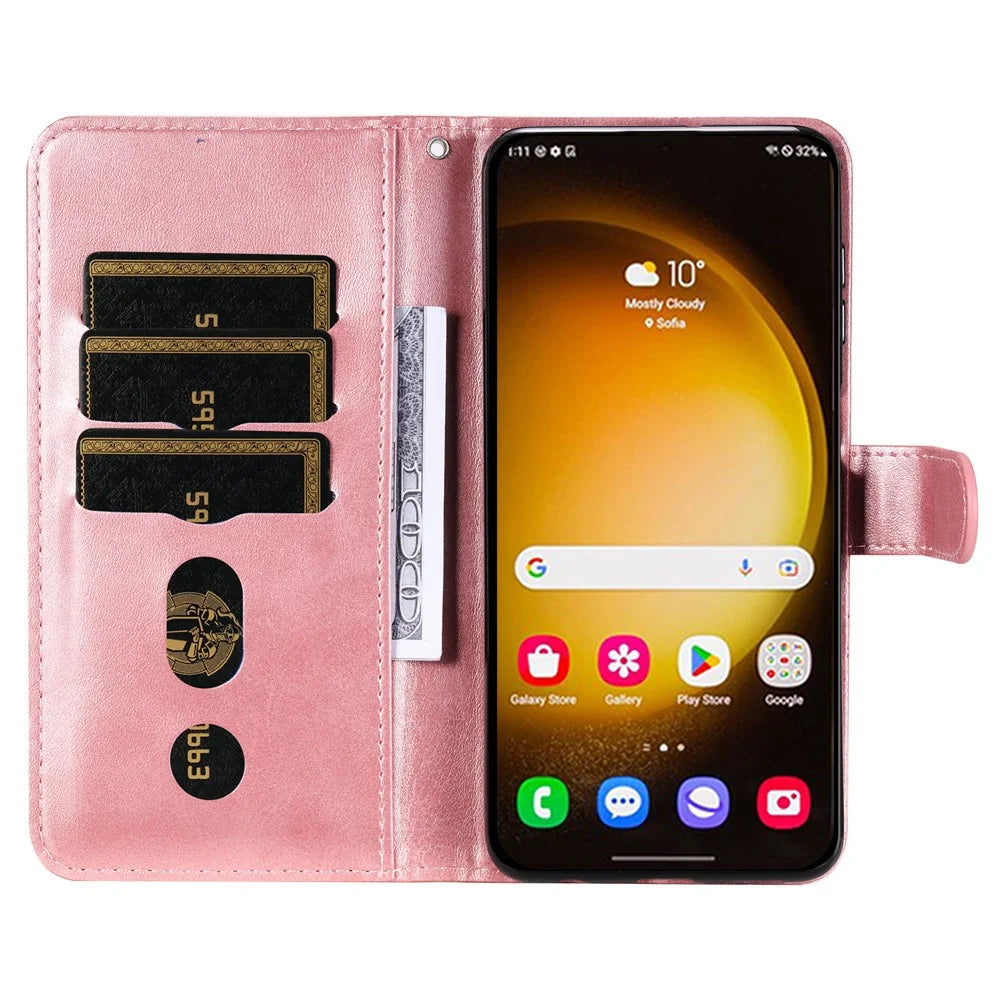 For Samsung Galaxy S24 Ultra Case PU Leather Zipper Wallet Phone Cover - Pink - 2