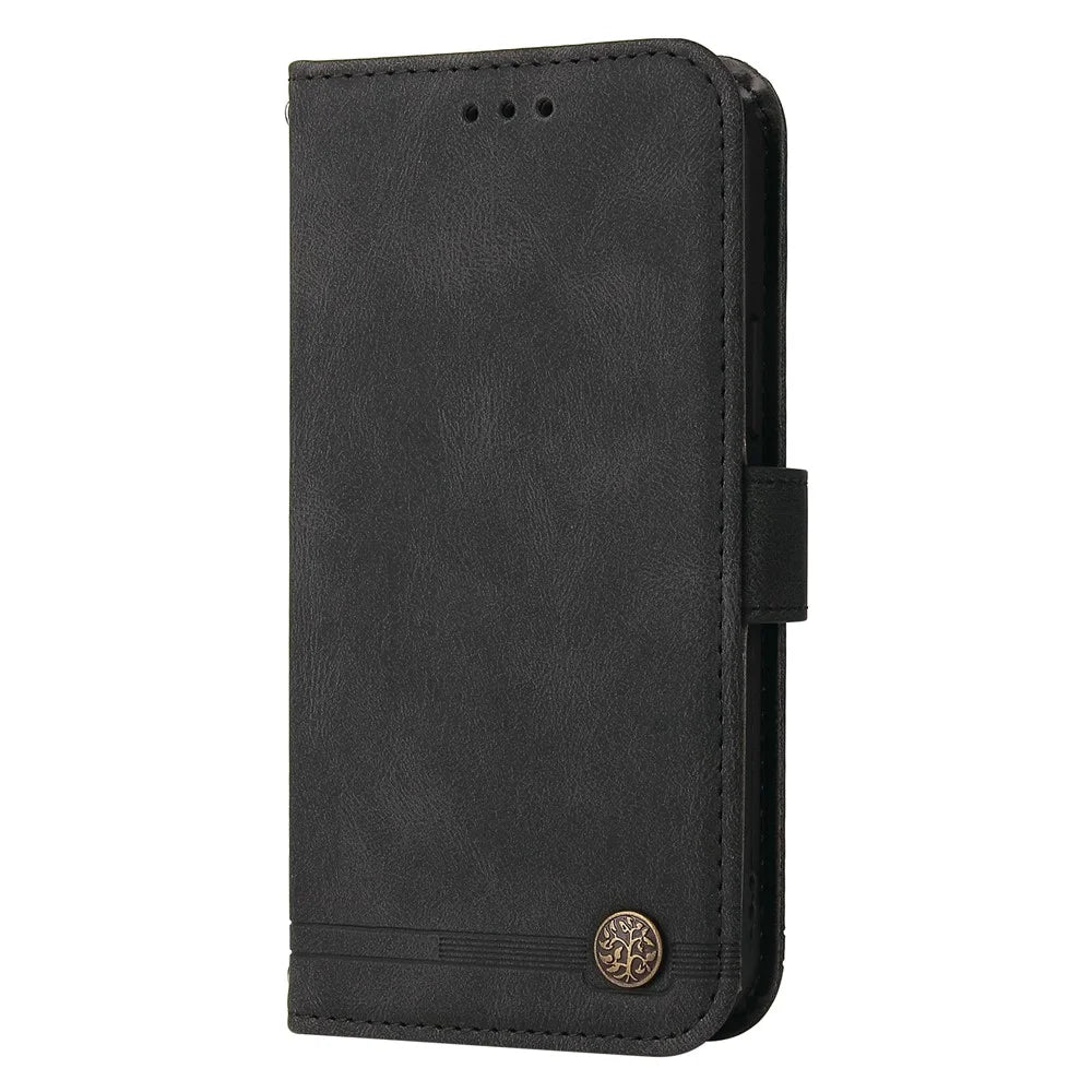For Samsung Galaxy S24 Ultra Leather Wallet Cases Skin Touch Phone Cover Stand with Strap - Black - 6