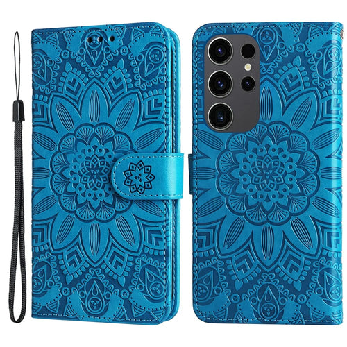 For Samsung Galaxy S24 Ultra Case Leather Wallet Flip Protective Phone Cover - Blue - 1
