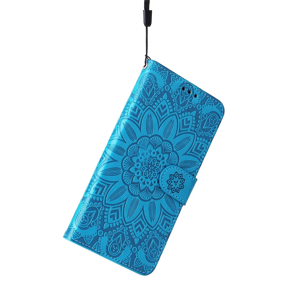 For Samsung Galaxy S24 Ultra Case Leather Wallet Flip Protective Phone Cover - Blue - 7