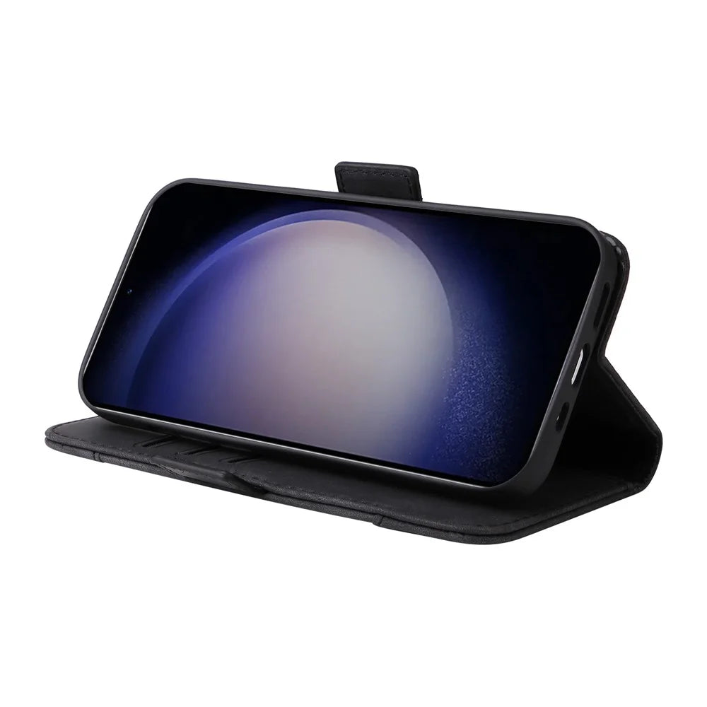 BETOPNICE 001 for Samsung Galaxy S24+ Case Magnetic Flip PU Leather Phone Cover - Black - 3