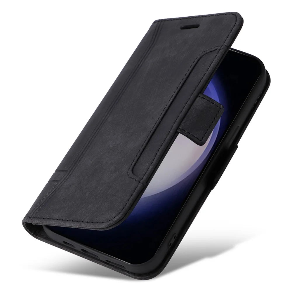BETOPNICE 001 for Samsung Galaxy S24+ Case Magnetic Flip PU Leather Phone Cover - Black - 5
