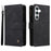 For Samsung Galaxy S24 Case PU Leather Zipper Card Slots Phone Cover - Black - 1