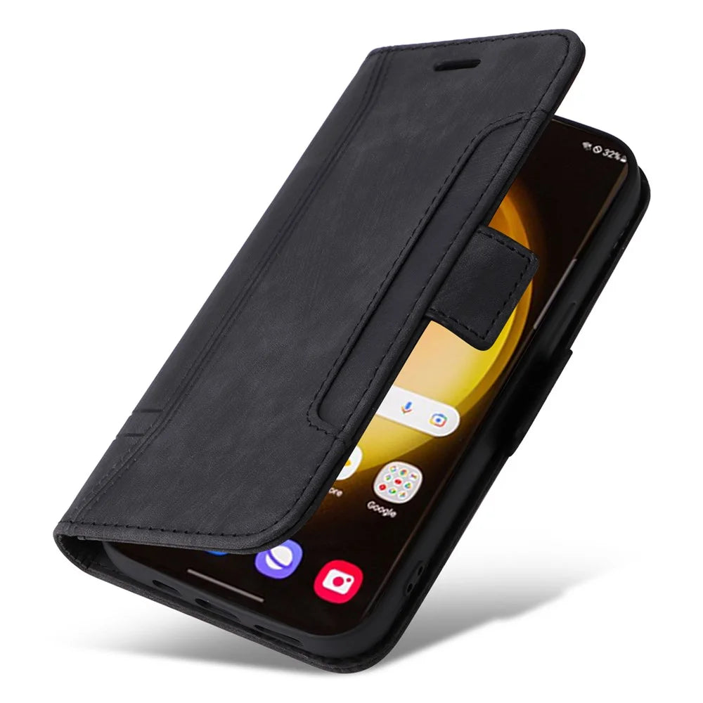 BETOPNICE 001 for Samsung Galaxy S24 Ultra Case PU Leather Stand Wallet Phone Cover - Black - 5