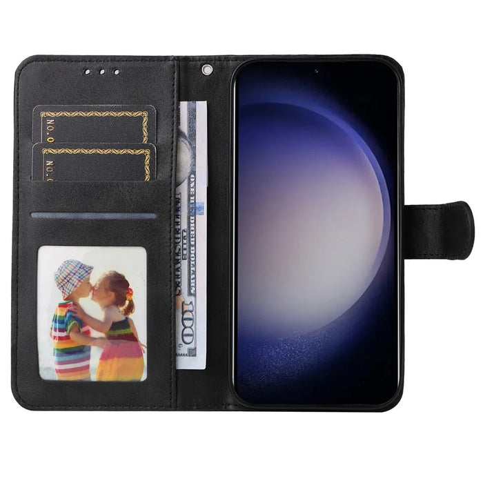 For Samsung Galaxy S24+ Case Wallet PU Leather Calf Texture Phone Cover - Black - 2