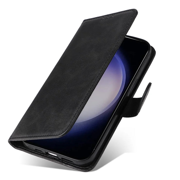 For Samsung Galaxy S24+ Case Wallet PU Leather Calf Texture Phone Cover - Black - 5