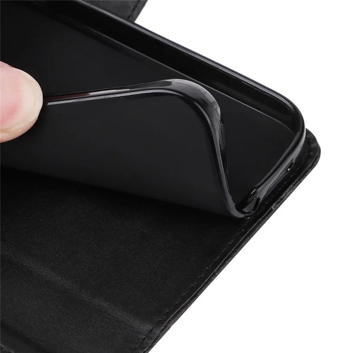 For Samsung Galaxy S24+ Case Wallet PU Leather Calf Texture Phone Cover - Black - 7