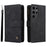 For Samsung Galaxy S24 Ultra Case Zipper Pocket Flip Leather Protective Phone Cover - Black - 1