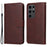 For Samsung Galaxy S24 Ultra Case Flip Stand PU Leather Protective Phone Cover - Brown - 1