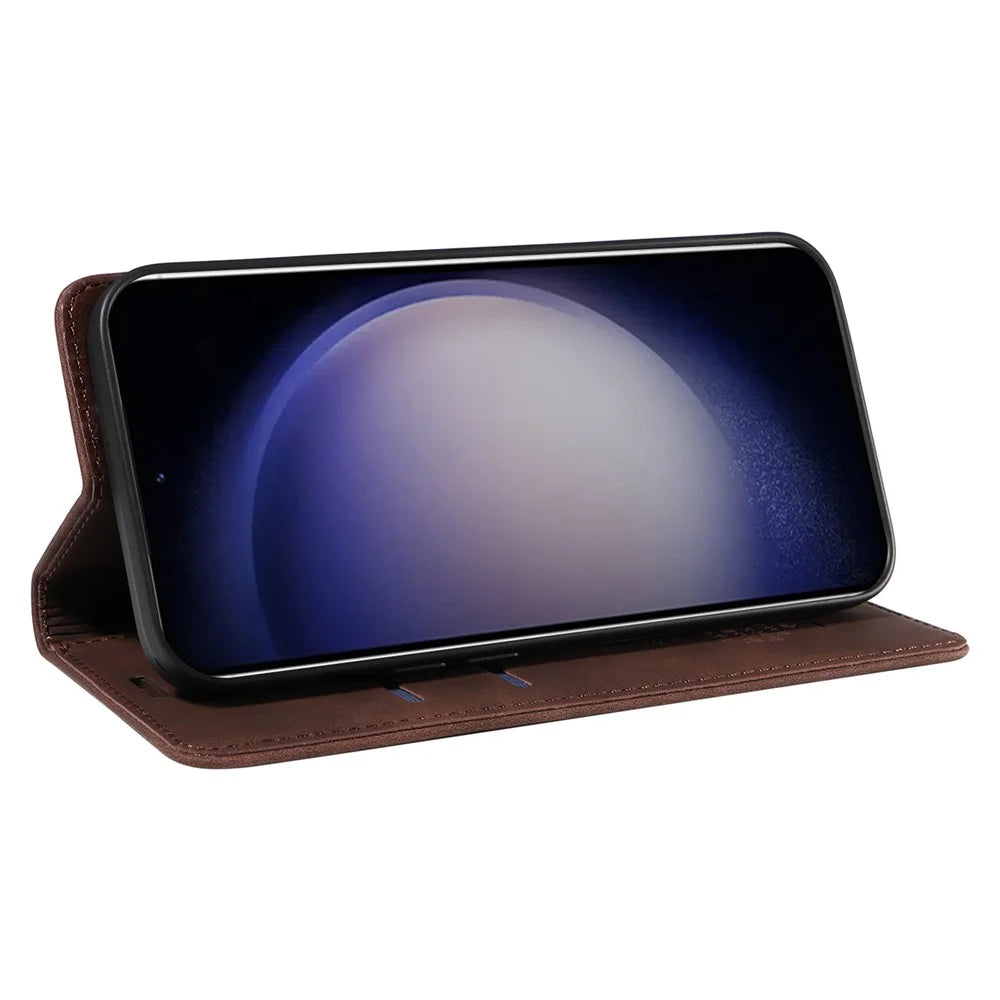 BETOPNICE 003 for Samsung Galaxy S24+ Case RFID Blocking Stand Leather Phone Cover - Brown - 3