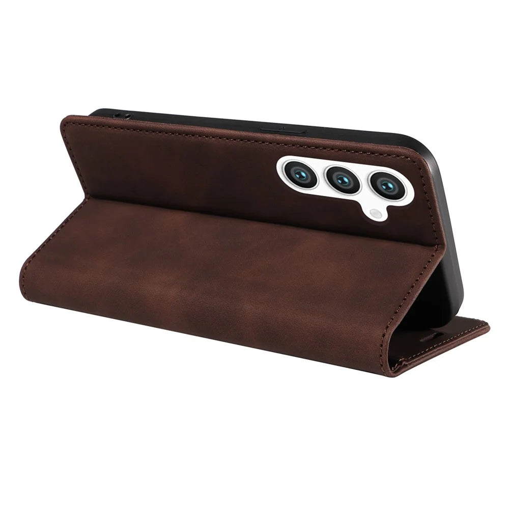 BETOPNICE 003 for Samsung Galaxy S24+ Case RFID Blocking Stand Leather Phone Cover - Brown - 4
