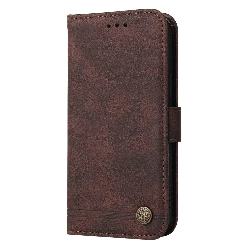 For Samsung Galaxy S24 Leather Wallet Cases Skin Touch Phone Cover Stand with Strap - Brown - 6