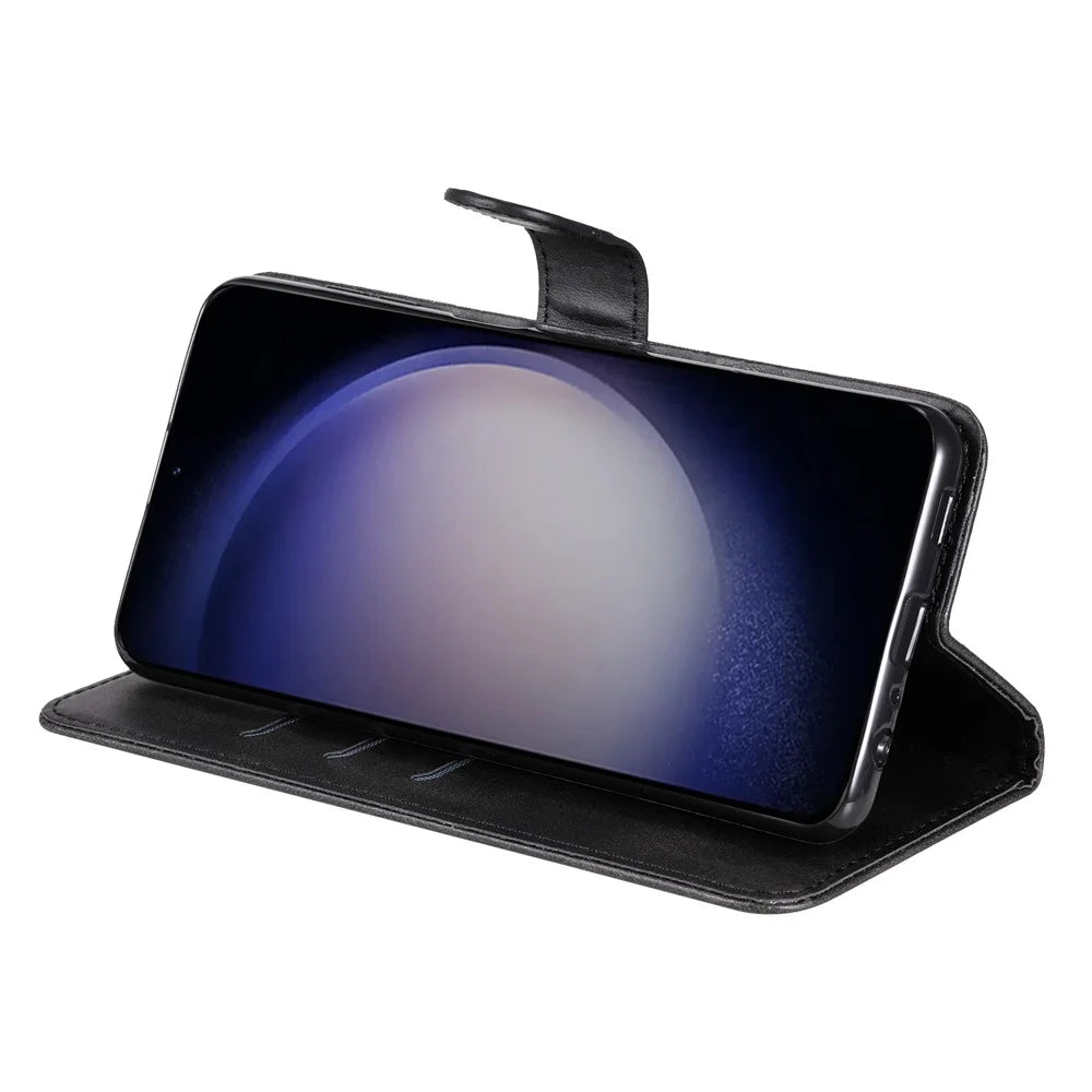 For Samsung Galaxy S24 Case Zipper Pocket  Flip PU Leather Protective Cover - Black - 3