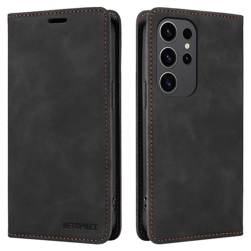 BETOPNICE 003 for Samsung Galaxy S24 Ultra Case Flip Wallet RFID Blocking Phone Cover - Black - 1