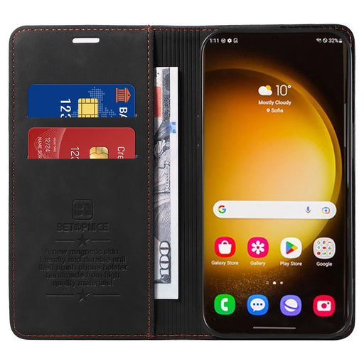 BETOPNICE 003 for Samsung Galaxy S24 Ultra Case Flip Wallet RFID Blocking Phone Cover - Black - 2