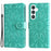 For Samsung Galaxy S24+ Case PU Leather Stand Wallet Sunflower Phone Cover - Green - 1