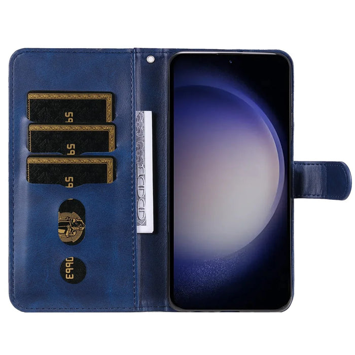 For Samsung Galaxy S24+ Case PU Leather Zipper Stand Folio Phone Cover - Blue - 2