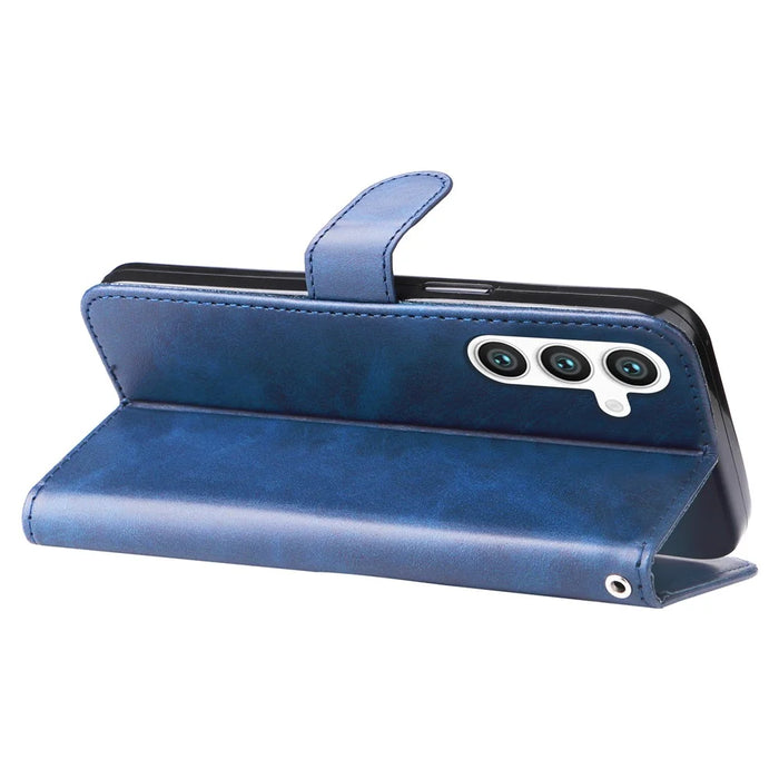 For Samsung Galaxy S24+ Case PU Leather Zipper Stand Folio Phone Cover - Blue - 4