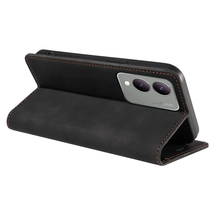 BETOPNICE 003 for vivo Y17s 4G Case RFID Blocking Wallet Phone Stand Cover - Black - 4
