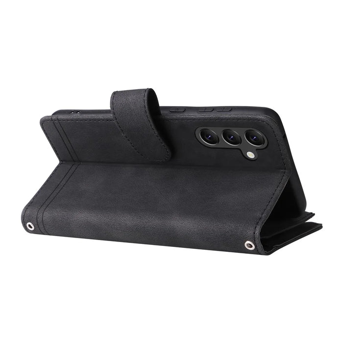 For Samsung Galaxy A15 5G Case Multiple Card Slots  Phone Cover with Zipper Pocket - Black - 4