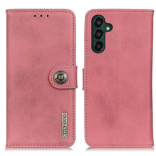 KHAZNEH For Samsung Galaxy A25 5G (Global) (161.0 x 76.5 x 8.3mm) Case Cowhide Leather Phone Wallet Cover - Pink - 1