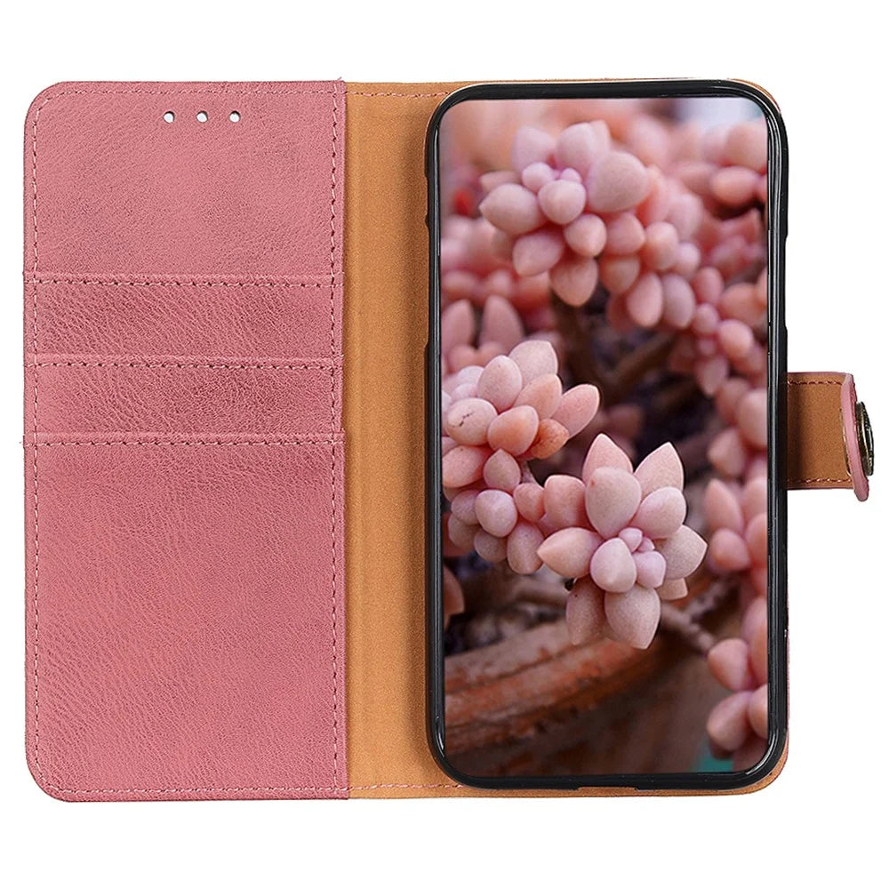 KHAZNEH For Samsung Galaxy A25 5G (Global) (161.0 x 76.5 x 8.3mm) Case Cowhide Leather Phone Wallet Cover - Pink - 2