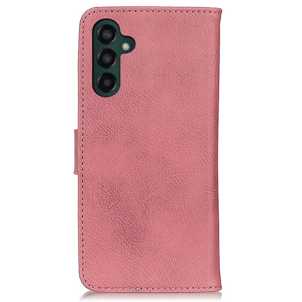 KHAZNEH For Samsung Galaxy A25 5G (Global) (161.0 x 76.5 x 8.3mm) Case Cowhide Leather Phone Wallet Cover - Pink - 7