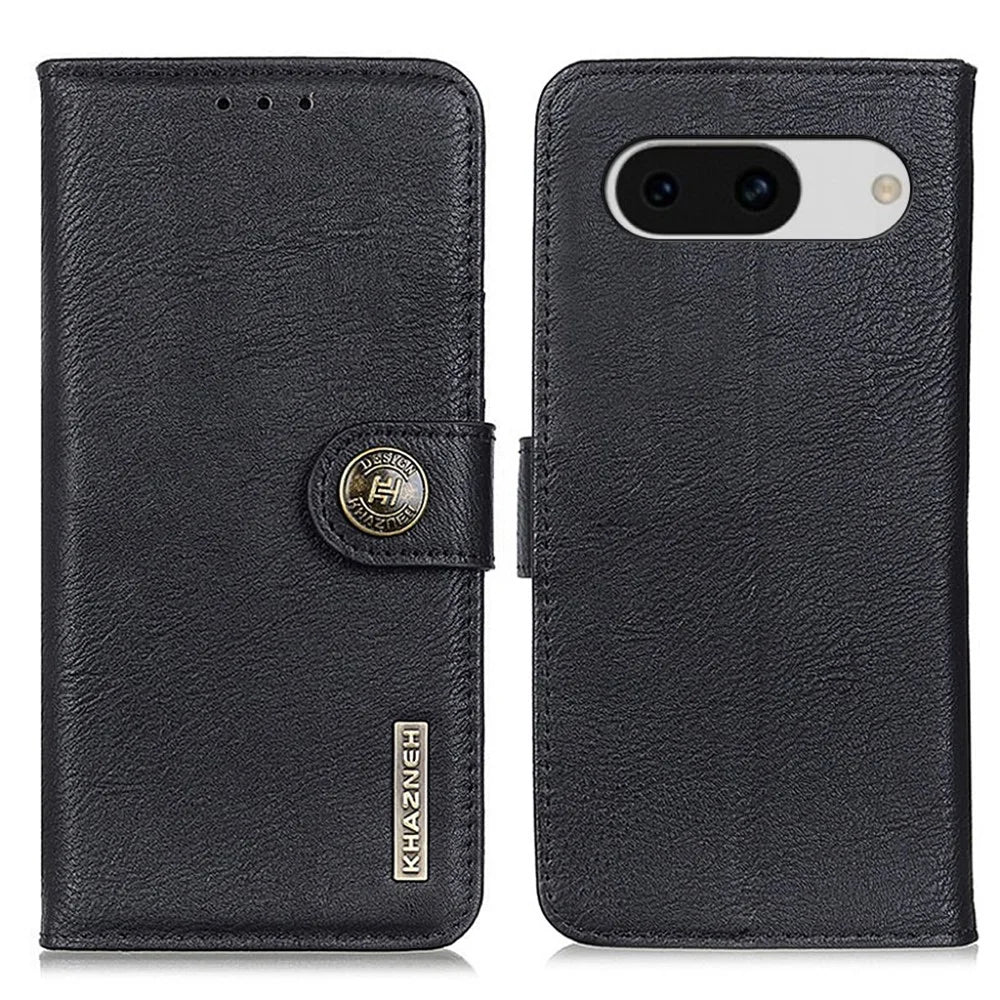 KHAZNEH For Google Pixel 8a Case Stand Wallet Anti-drop Phone Cover - Black - 1