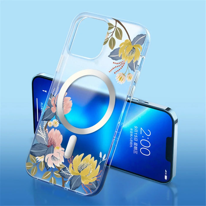 Flower Series for iPhone 15 Pro Case Compatible with Magsafe Matte Phone Cover - Chrysanthemum - 1