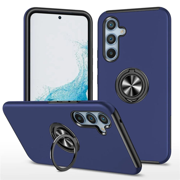 For Samsung Galaxy S23 FE Case Ring Kickstand Phone Back Cover - Blue - 1