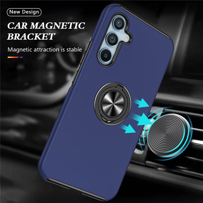 For Samsung Galaxy S23 FE Case Ring Kickstand Phone Back Cover - Blue - 2