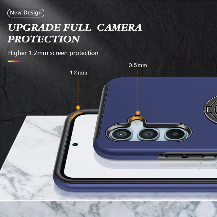 For Samsung Galaxy S23 FE Case Ring Kickstand Phone Back Cover - Blue - 5