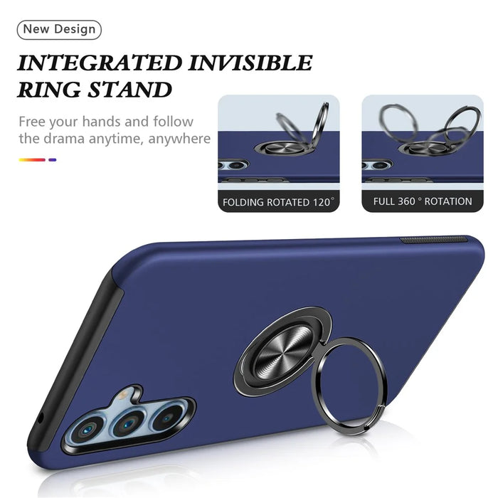 For Samsung Galaxy S23 FE Case Ring Kickstand Phone Back Cover - Blue - 7