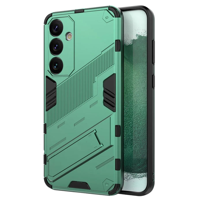 For Samsung Galaxy S24+ Case PC+TPU Phone Cover with Kickstand - Green - 1