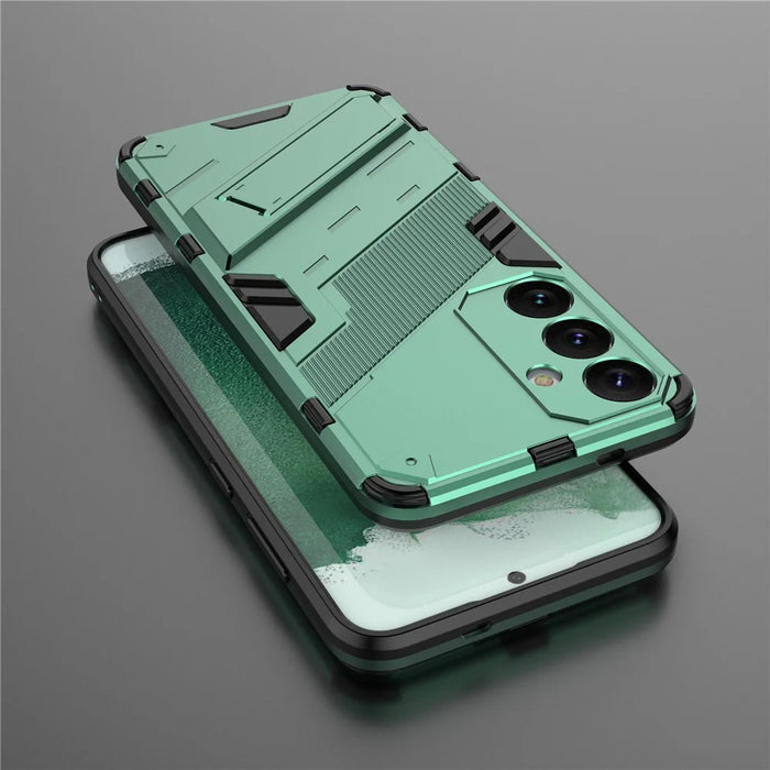 For Samsung Galaxy S24+ Case PC+TPU Phone Cover with Kickstand - Green - 5