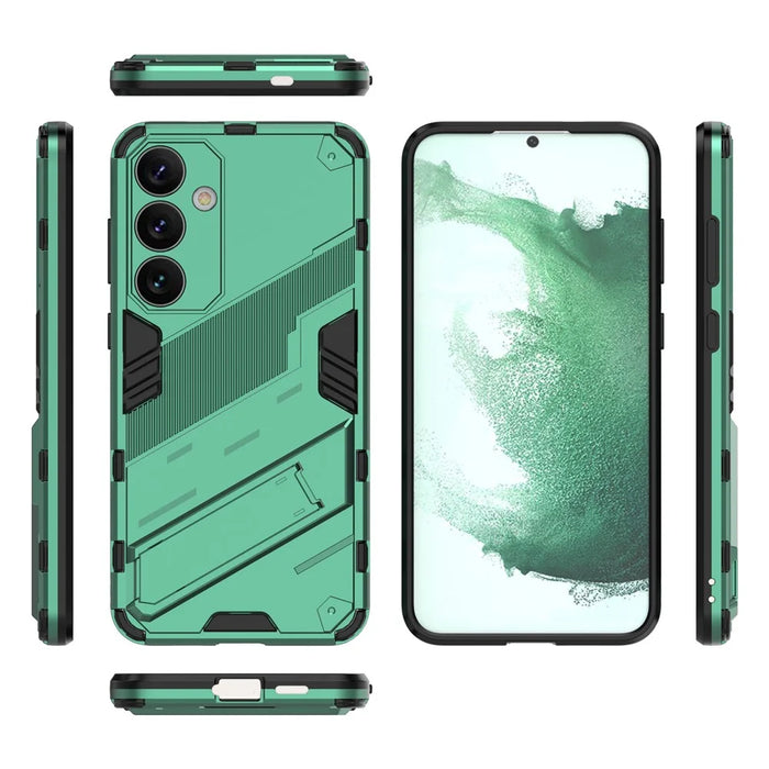For Samsung Galaxy S24+ Case PC+TPU Phone Cover with Kickstand - Green - 6