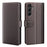 For Samsung Galaxy S23 FE Case Genuine Split Leather Phone Cover with Wallet Stand - Brown - 1