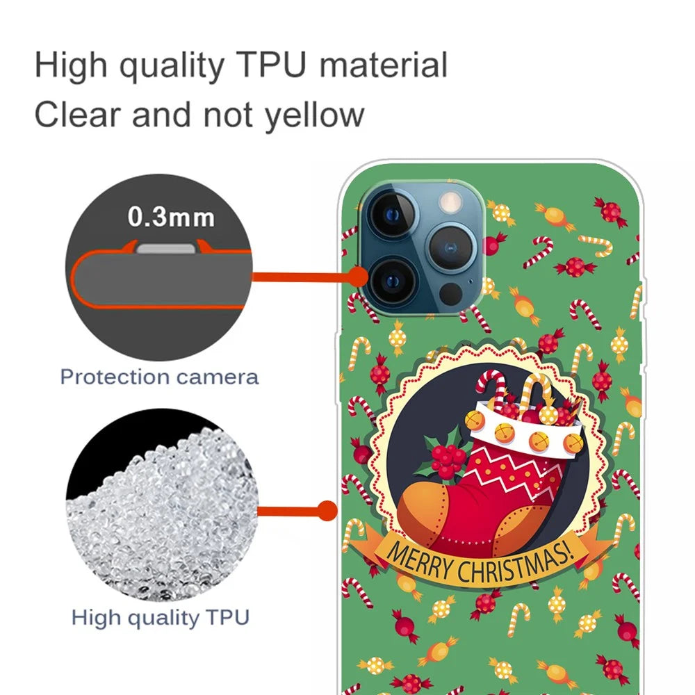 For iPhone 15 Pro Phone Case Christmas Pattern Printing Soft TPU Phone Cover - Christmas Sock - 3