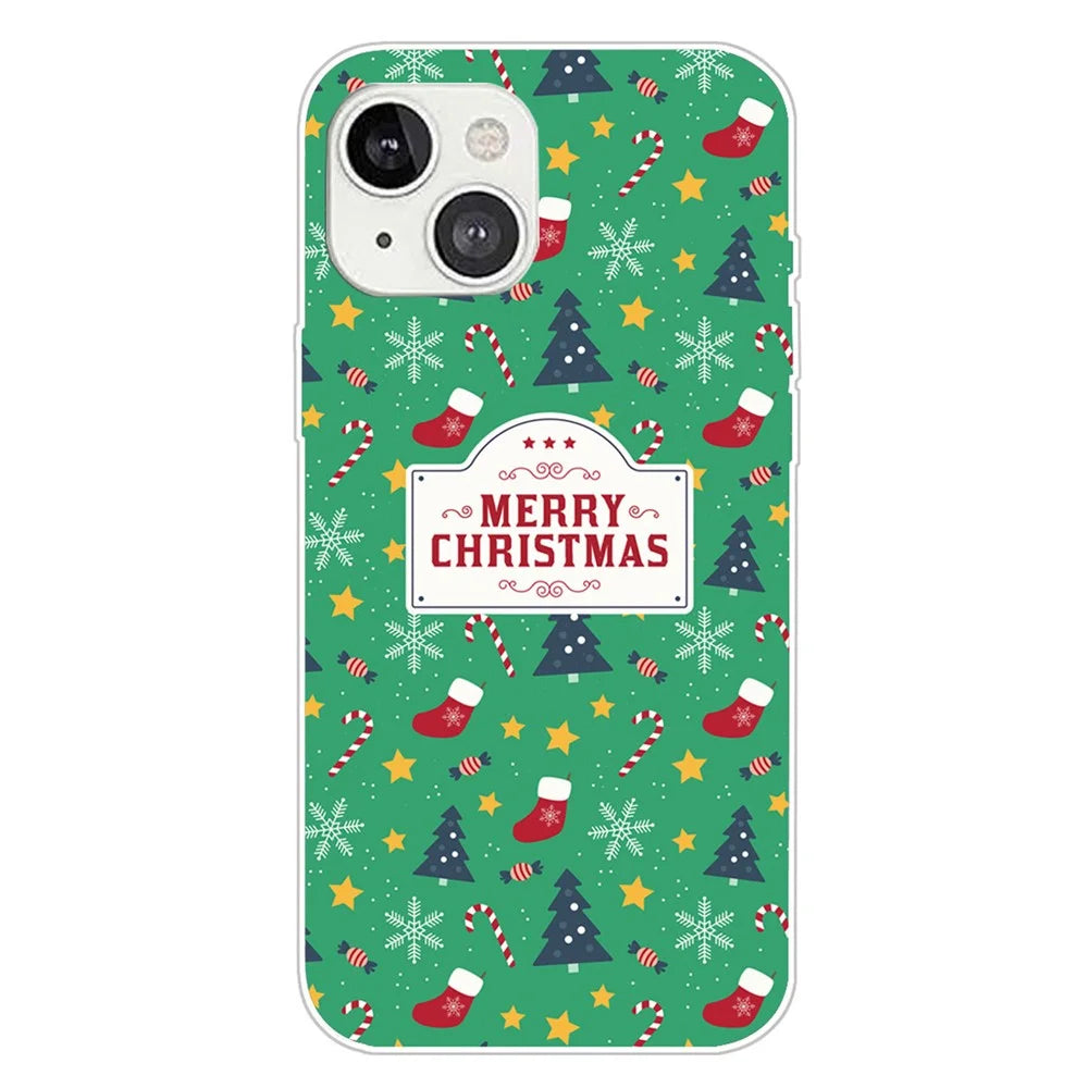 For iPhone 15 Phone Case Christmas Pattern Anti-scratch TPU Cover - Merry Christmas - 1