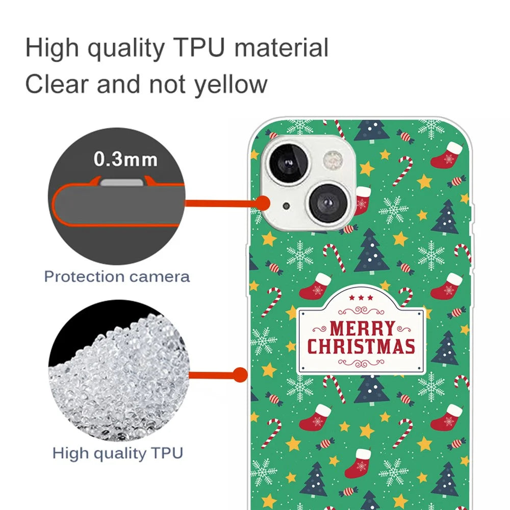 For iPhone 15 Phone Case Christmas Pattern Anti-scratch TPU Cover - Merry Christmas - 2