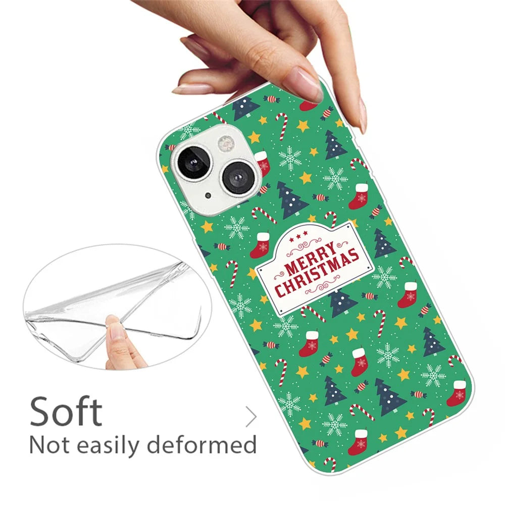 For iPhone 15 Phone Case Christmas Pattern Anti-scratch TPU Cover - Merry Christmas - 3