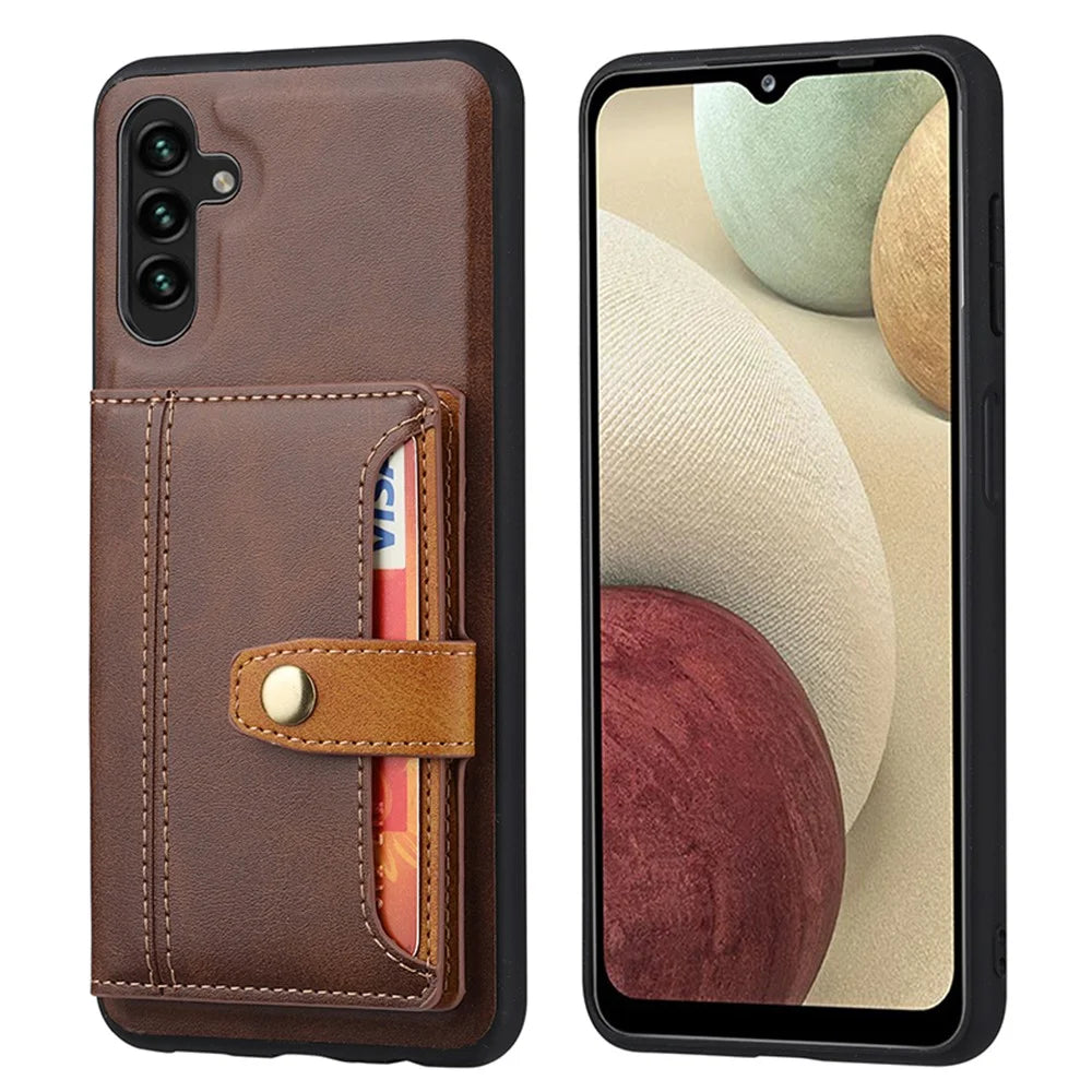 For Samsung Galaxy A05s 4G Case Card Slot Kickstand Phone Cover - Brown - 1
