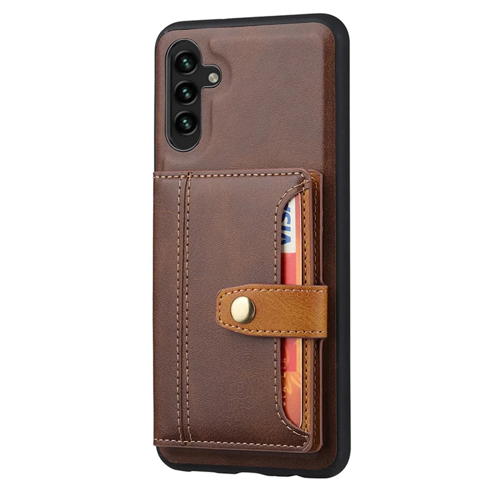 For Samsung Galaxy A05s 4G Case Card Slot Kickstand Phone Cover - Brown - 6
