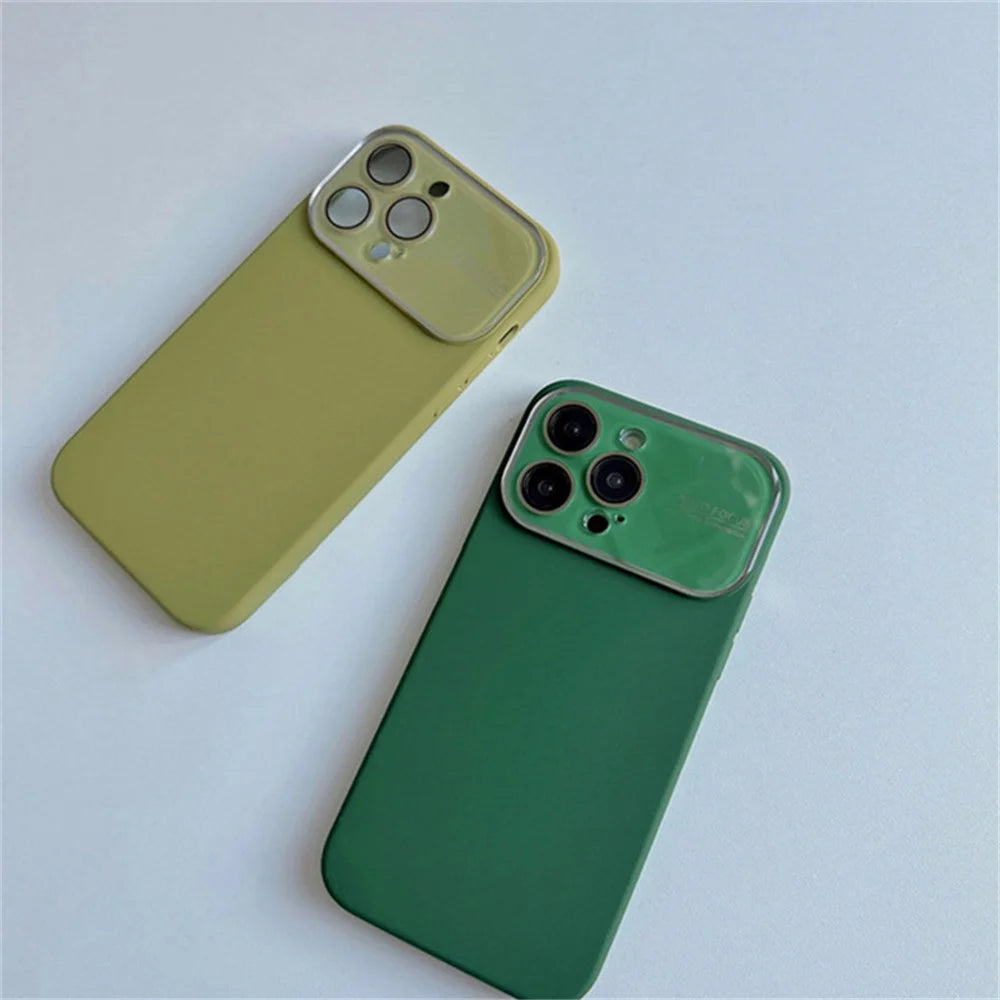 For iPhone 15 Pro Case Liquid Silicone Phone Cover with Lens Glass Film - Baby Blue - 3